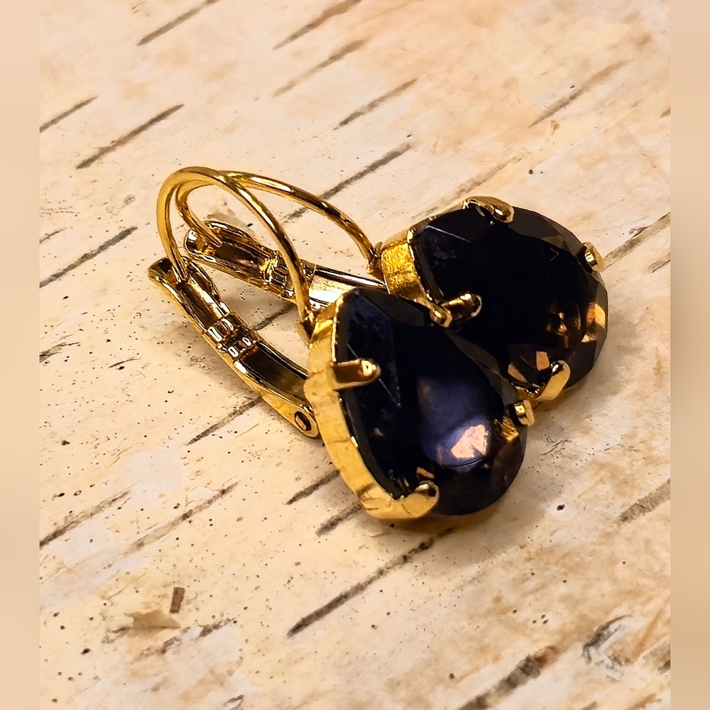 14 CT. Weight  Large Natural Brown Smoky Quartz In Gold Plated Earrings